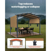 12x10 ft Outdoor Retractable Pergola with Canopy Arched Top Metal Patio Pergola